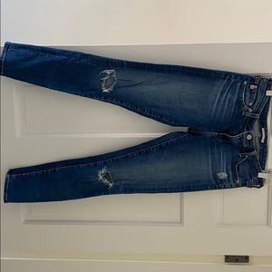 Distressed AG ankle jeans